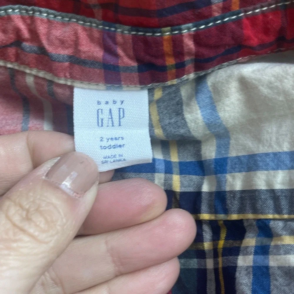 Baby Gap Red Plaid Long‎ Sleeve Preppy Button Down Shirt 2 Years Toddler